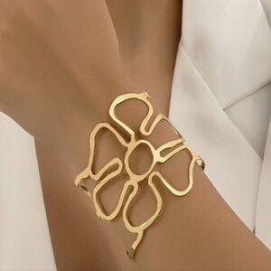 Stainless Steel Flower Cuff Bracelet